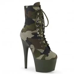 Pleaser ADORE-1020CAMO Green Camo Fabric/Dark Olive Matte Ankle Boot