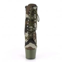 Pleaser ADORE-1020CAMO Green Camo Fabric/Dark Olive Matte Ankle Boot