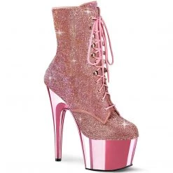Pleaser ADORE-1020CHRS Baby Pink Rhinestone Ankle Boot