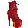 Pleaser ADORE-1020CHRS Red Rhinestone Ankle Boot