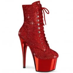 Pleaser ADORE-1020CHRS Red Rhinestone Ankle Boot