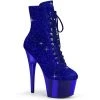 Pleaser ADORE-1020CHRS Royal Blue Rhinestone Chrome Ankle Boot