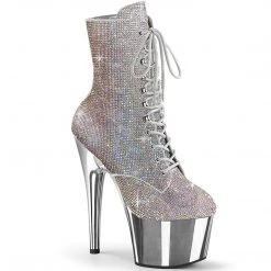 Pleaser Boots ADORE-1020CHRS Silver Multi Rhinestone Ankle Boot 5 Pleaser Boots ADORE-1020CHRS Silver Multi Rhinestone Ankle Boot
