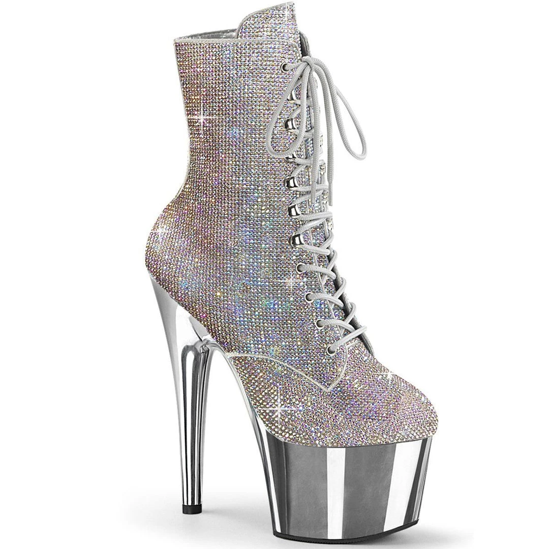 Pleaser Boots ADORE-1020CHRS Silver Multi Rhinestone Ankle Boot 4 Pleaser Boots ADORE-1020CHRS Silver Multi Rhinestone Ankle Boot