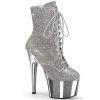 Pleaser Boots ADORE-1020CHRS Silver Rhinestone Chrome Ankle Boot