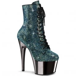 Pleaser ADORE-1020CHRS Turquoise Multi Rhinestone/Pewter Chrome Ankle Boot New Arrivals