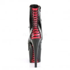Pleaser ADORE-1020FH Black-Red Patent/Black-Red Ankle Boot