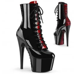 Pleaser ADORE-1020FH Black-Red Patent/Black-Red Ankle Boot