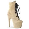 Pleaser Boots ADORE-1020FS Beige Faux Suede/Beige Faux Suede Ankle Boot