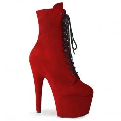 Pleaser ADORE-1020FS Red Faux Suede/Red Faux Suede Ankle Boot