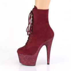 Pleaser ADORE-1020FSMG Burgundy Faux Suede/Burgundy Multi Mini Gltr Ankle Boot