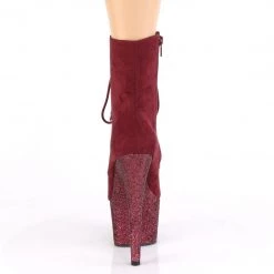 Pleaser ADORE-1020FSMG Burgundy Faux Suede/Burgundy Multi Mini Gltr Ankle Boot