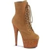Pleaser Boots ADORE-1020FSMG Camel Faux Suede/Camel Multi Mini Glitter Ankle Boot