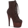 Pleaser Boots ADORE-1020FSMG Mocha Faux Suede/Mocha Multi Mini Gltr Ankle Boot