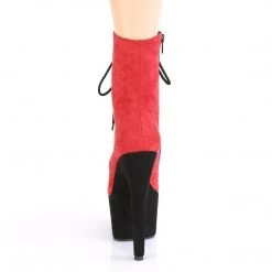 Pleaser Boots ADORE-1020FSTT Red Faux Suede/Black Faux Suede Ankle Boot