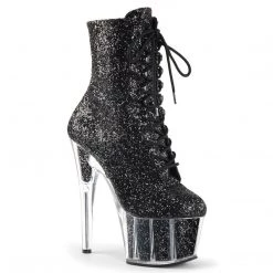 Pleaser ADORE-1020G Black Glitter/Black Glitter Ankle Boot