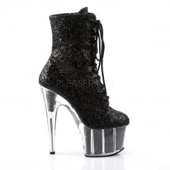 Pleaser ADORE-1020G Black Glitter/Black Glitter Ankle Boot