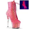 Pleaser ADORE-1020G Neon Pink Glitter/Neon Pink Glitter Ankle Boot