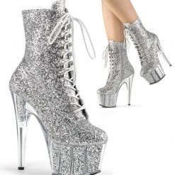 Pleaser ADORE-1020G Silver Glitter/Silver Glitter Ankle Boot 13 Pleaser ADORE-1020G Silver Glitter/Silver Glitter Ankle Boot