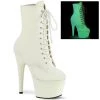 Pleaser Boots ADORE-1020GD White Glow Faux Leather/White Glow Faux Leather Ankle Boot