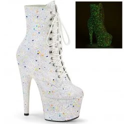 Pleaser ADORE-1020GDLG White Multi Glitter/White Multi Glitter Ankle Boot