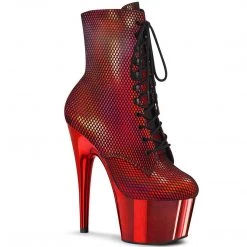 Pleaser Boots ADORE-1020HFN Red Holo/Red Chrome Ankle Boot