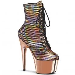 Pleaser ADORE-1020HFN Rose Gold Holo/Rose Gold Chrome Ankle Boot