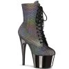 Pleaser ADORE-1020HFN Silver Holo/Pewter Chrome Ankle Boot Boots