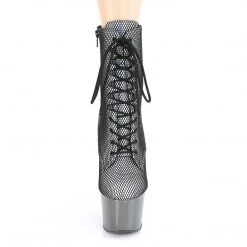 Pleaser ADORE-1020HFN Silver Holo/Pewter Chrome Ankle Boot Boots