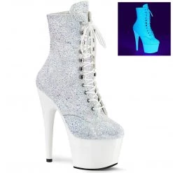 Pleaser ADORE-1020LG Neon White Multi Glitter/Neon White Ankle Boot Boots
