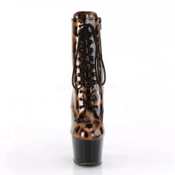 Pleaser ADORE-1020LP Brown-Black Leopard Patent/Black Ankle Boot