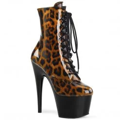 Pleaser ADORE-1020LP Brown-Black Leopard Patent/Black Ankle Boot