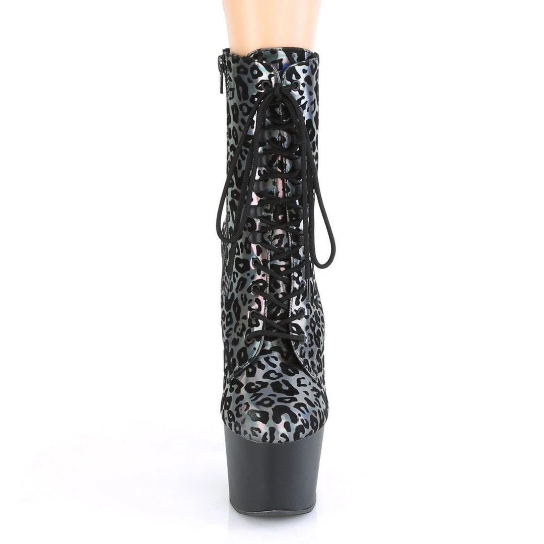 Pleaser ADORE-1020LP Pewter Leopard Print Holo Boot 4 Pleaser ADORE-1020LP Pewter Leopard Print Holo Boot