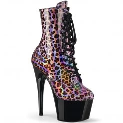 Pleaser ADORE-1020LP Pink Hologram/Black Ankle Boot Boots
