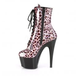 Pleaser ADORE-1020LP Pink Hologram/Black Ankle Boot Boots