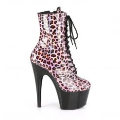 Pleaser ADORE-1020LP Pink Hologram/Black Ankle Boot Boots