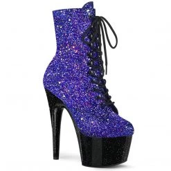 Pleaser ADORE-1020MG Blue Multi Glitter/Black Ankle Boot Boots
