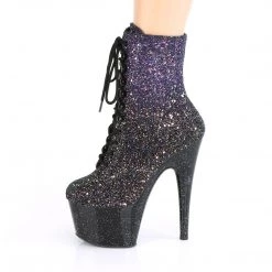 Pleaser ADORE-1020OMBG Purple Multi Glitter/Black Ankle Boot Boots