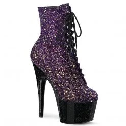 Pleaser ADORE-1020OMBG Purple Multi Glitter/Black Ankle Boot Boots