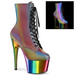 Pleaser Boots ADORE-1020RC-REFL Rainbow Reflective/Rainbow Chrome Ankle Boot