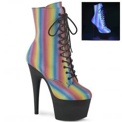 Pleaser ADORE-1020REFL-02 Rainbow Reflective Ankle Boot Boots