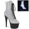 Pleaser Boots ADORE-1020REFL Silver Reflective Ankle Boot