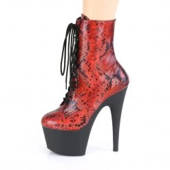 Pleaser ADORE-1020SP Red Holo Snake Print Ankle Boot