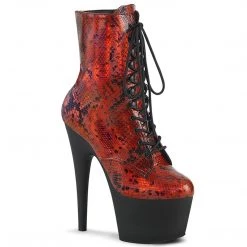 Pleaser ADORE-1020SP Red Holo Snake Print Ankle Boot