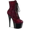Pleaser Boots ADORE-1020SP Red Snake Print Patent/Black Ankle Boot