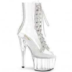 Pleaser ADORE-1021C-2 Clear-Rhinestone/Clear Ankle Boot