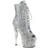 Pleaser ADORE-1021G Silver Glitter/Silver Gliteer Ankle Boot