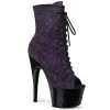 Pleaser ADORE-1021MG Purple Glitter/Black Ankle Boot