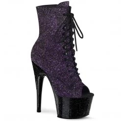Pleaser ADORE-1021MG Purple Glitter/Black Ankle Boot