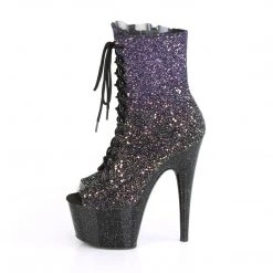 Pleaser ADORE-1021OMBG Purple Multi Glitter/Black Ankle Boot Boots